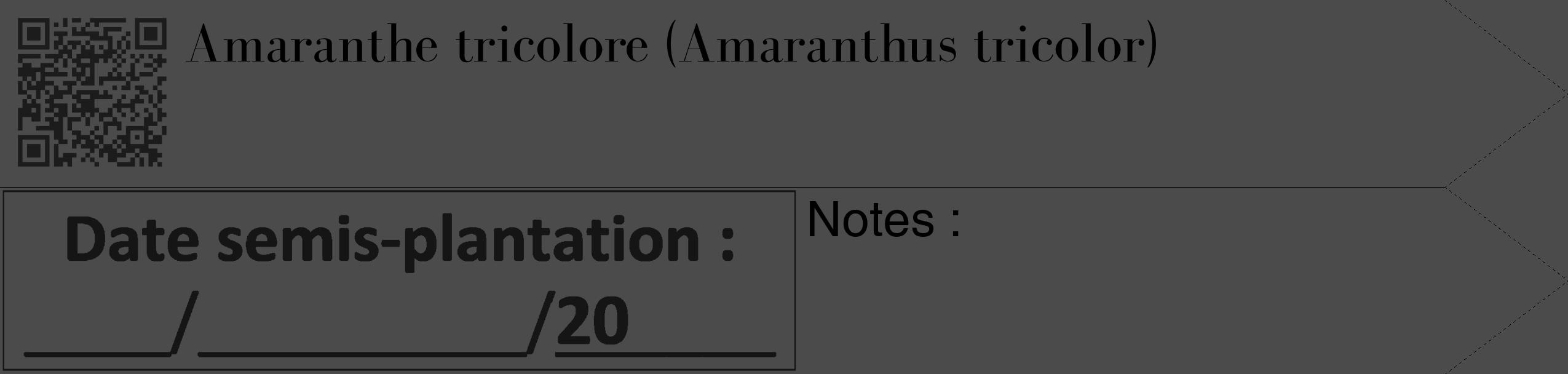 Étiquette de : Amaranthus tricolor - format c - style noire9_simple_simplebod avec qrcode et comestibilité