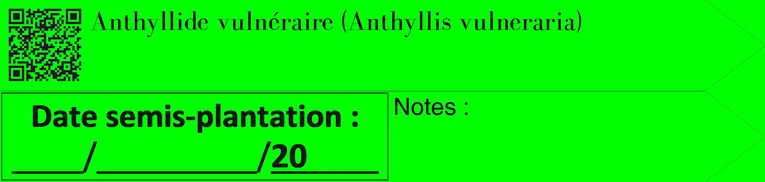 Étiquette de : Anthyllis vulneraria - format c - style noire16_simple_simplebod avec qrcode et comestibilité