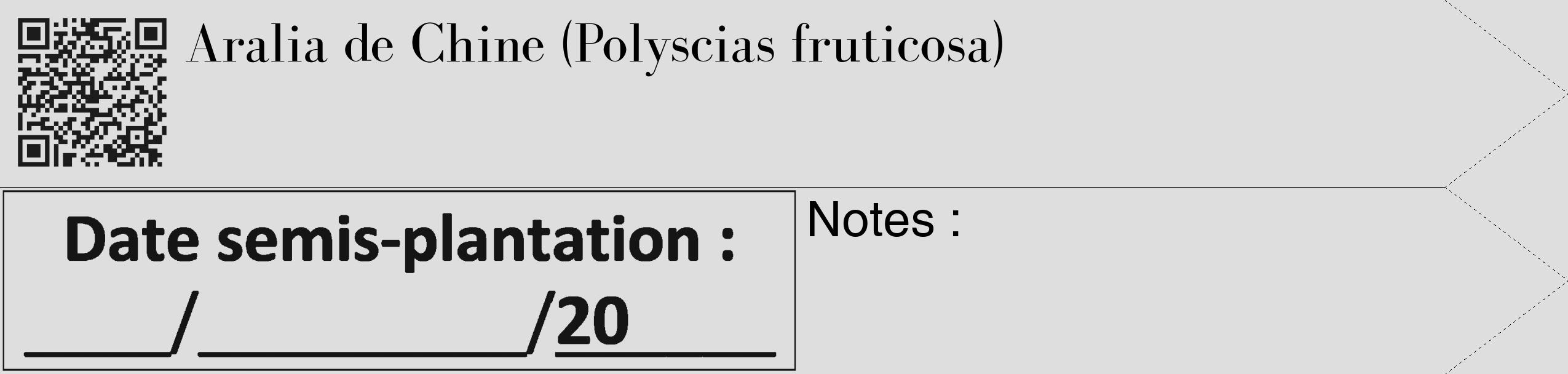 Étiquette de : Polyscias fruticosa - format c - style noire20_simple_simplebod avec qrcode et comestibilité