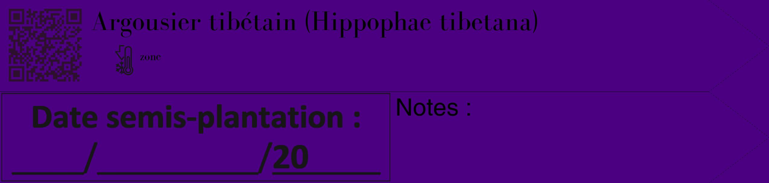 Étiquette de : Hippophae tibetana - format c - style noire47_simple_simplebod avec qrcode et comestibilité