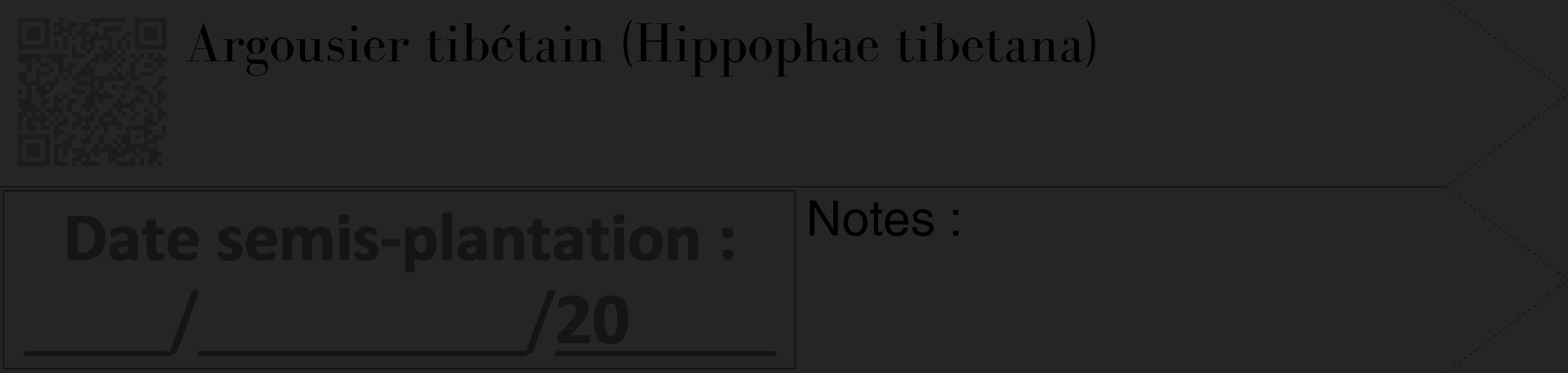 Étiquette de : Hippophae tibetana - format c - style noire47_simple_simplebod avec qrcode et comestibilité