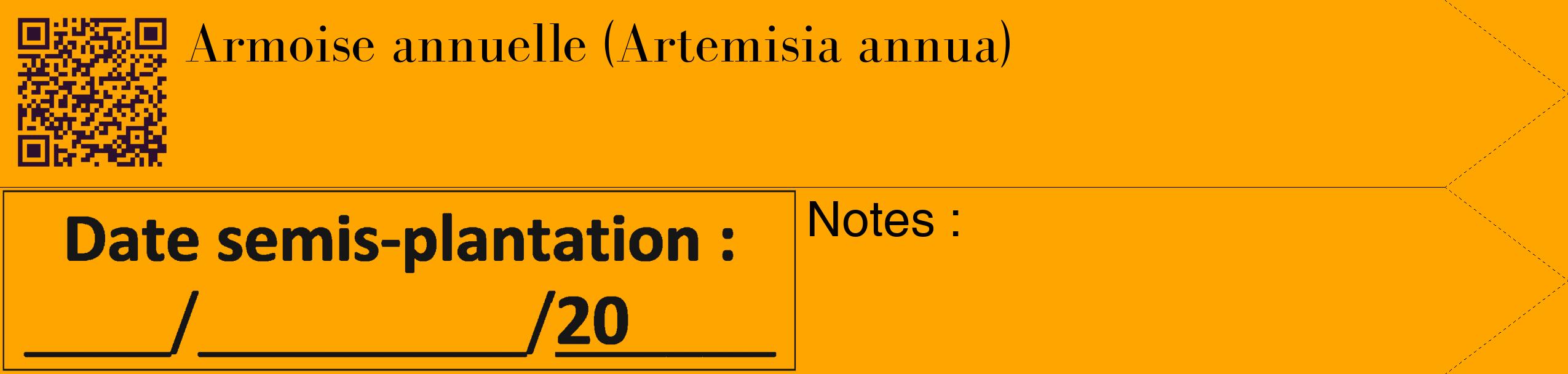 Étiquette de : Artemisia annua - format c - style noire22_simple_simplebod avec qrcode et comestibilité
