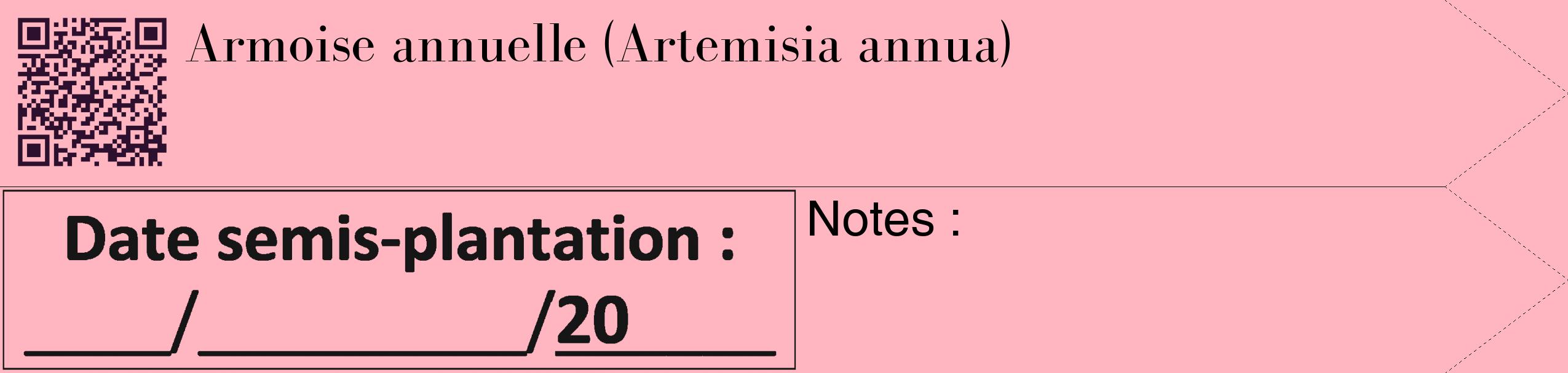 Étiquette de : Artemisia annua - format c - style noire41_simple_simplebod avec qrcode et comestibilité