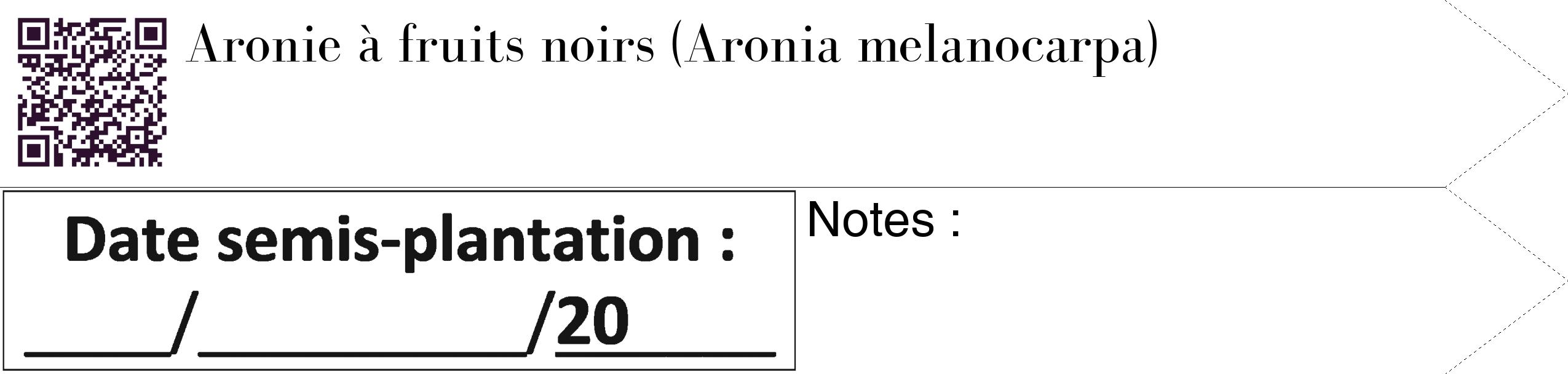 Étiquette de : Aronia melanocarpa - format c - style noire60_simple_simplebod avec qrcode et comestibilité