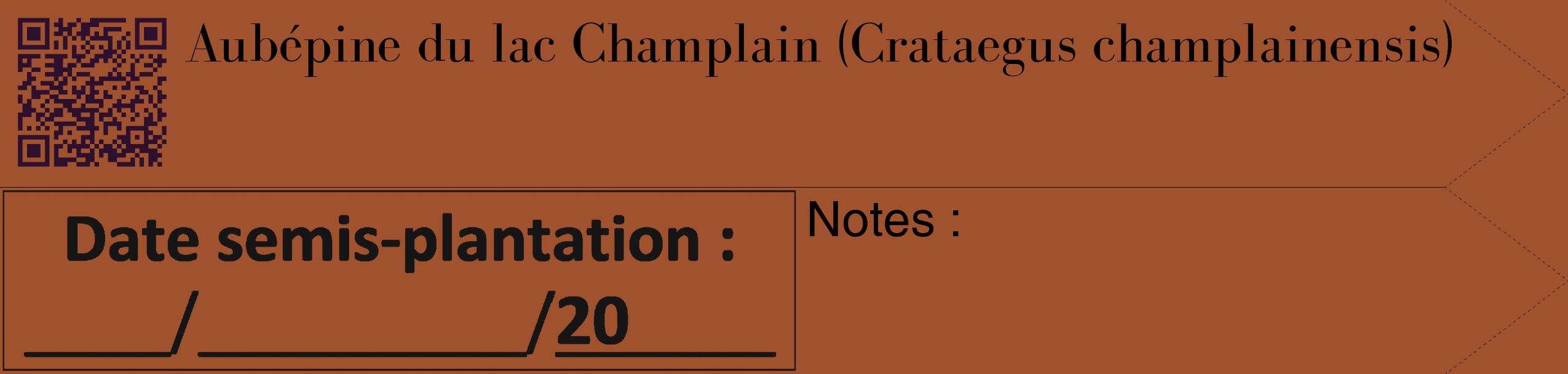 Étiquette de : Crataegus champlainensis - format c - style noire32_simple_simplebod avec qrcode et comestibilité