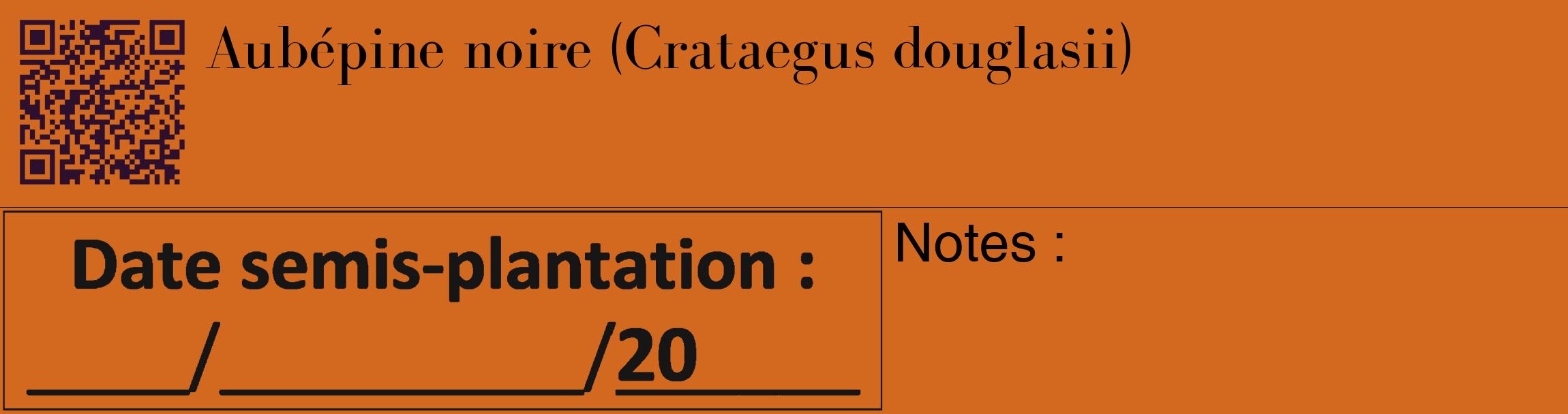 Étiquette de : Crataegus douglasii - format c - style noire31_basique_basiquebod avec qrcode et comestibilité