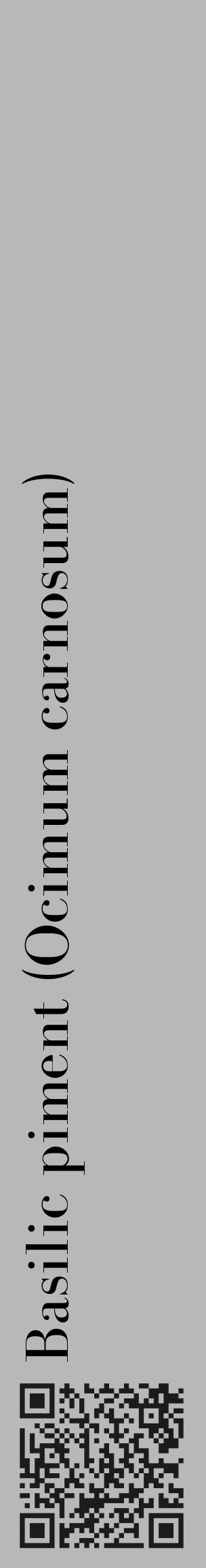 Étiquette de : Ocimum carnosum - format c - style noire39_basique_basiquebod avec qrcode et comestibilité - position verticale