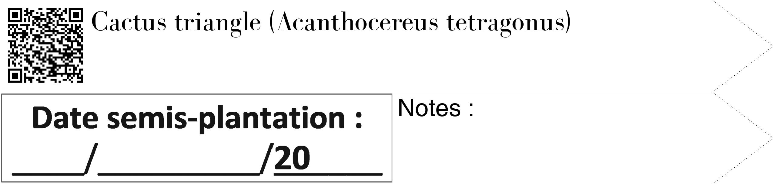 Étiquette de : Acanthocereus tetragonus - format c - style noire60_simple_simplebod avec qrcode et comestibilité