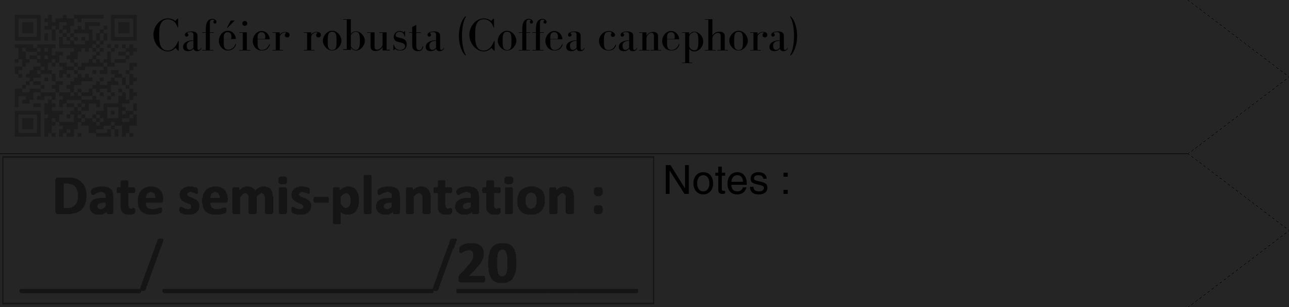 Étiquette de : Coffea canephora - format c - style noire47_simple_simplebod avec qrcode et comestibilité