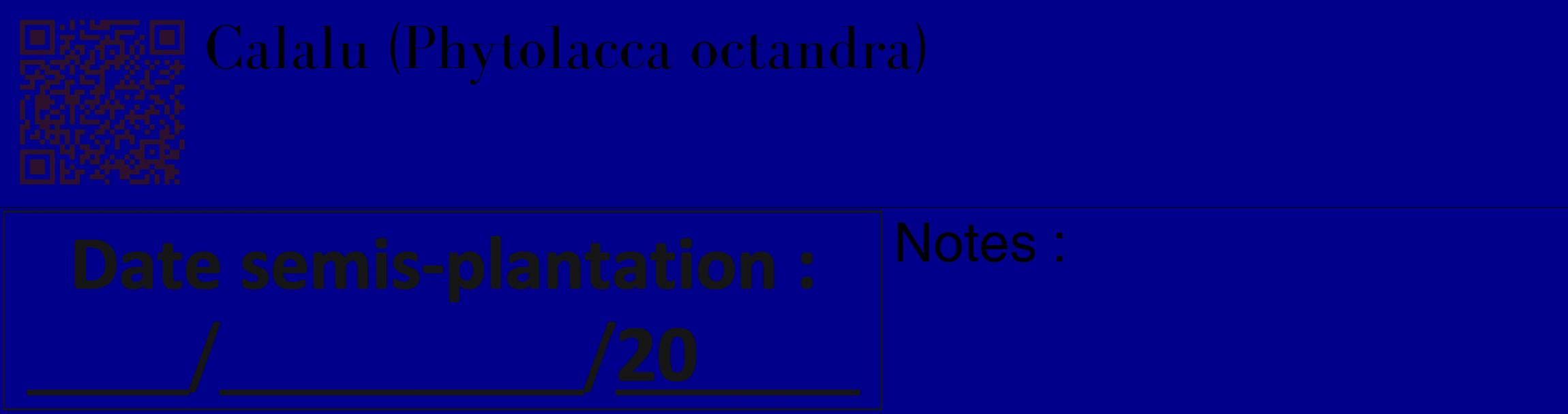 Étiquette de : Phytolacca octandra - format c - style noire7_basique_basiquebod avec qrcode et comestibilité