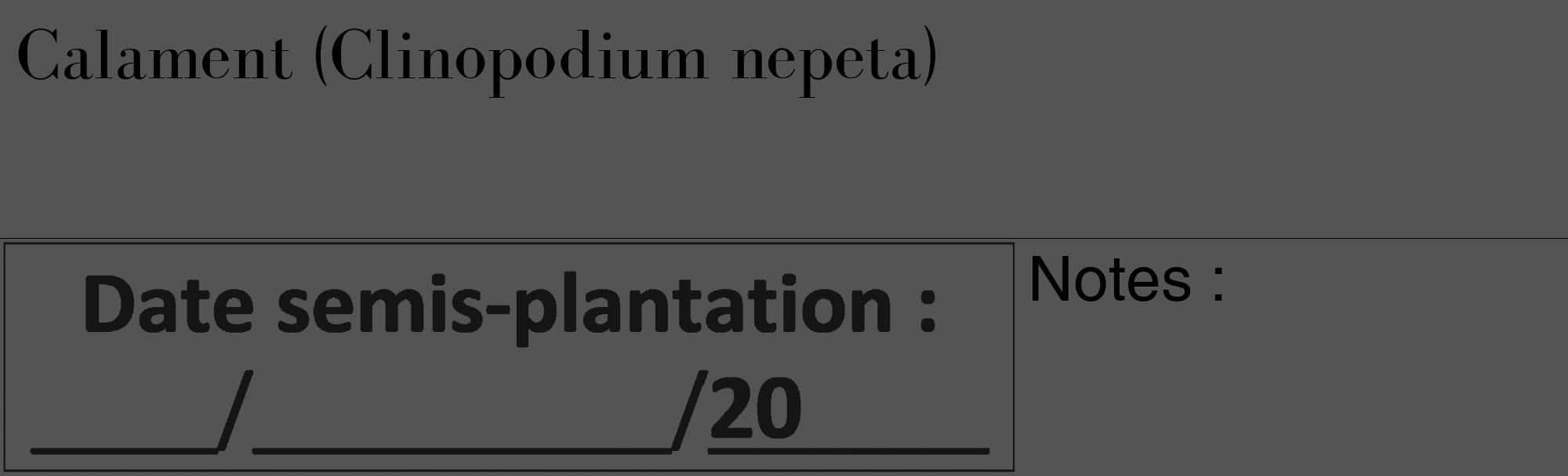 Étiquette de : Clinopodium nepeta - format c - style noire36_basique_basiquebod avec comestibilité