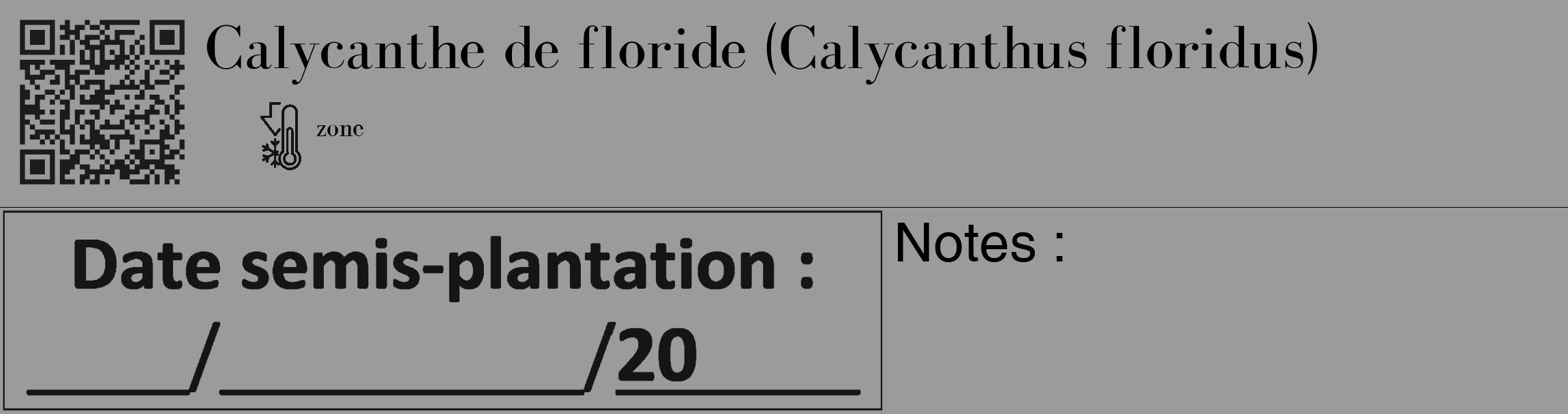 Étiquette de : Calycanthus floridus - format c - style noire52_basique_basiquebod avec qrcode et comestibilité