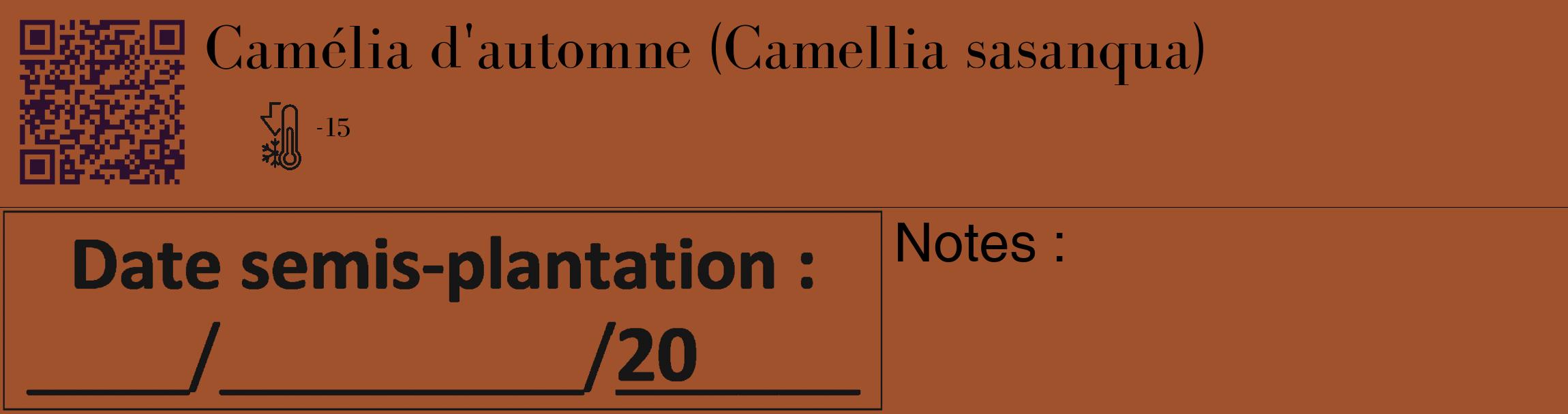 Étiquette de : Camellia sasanqua - format c - style noire32_basique_basiquebod avec qrcode et comestibilité