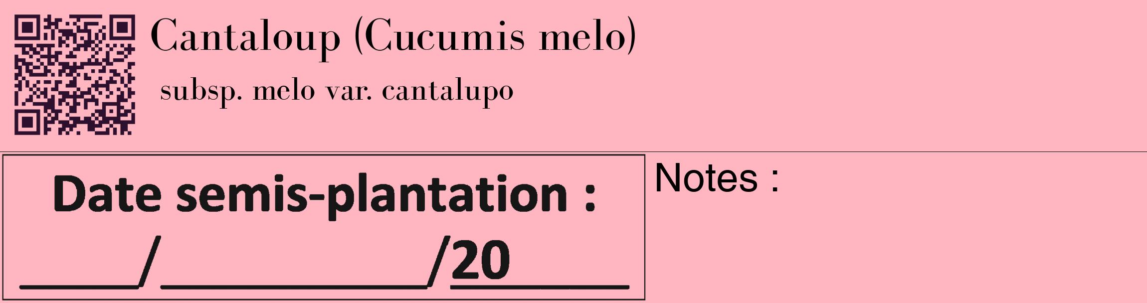 Étiquette de : Cucumis melo subsp. melo var. cantalupo - format c - style noire41_basique_basiquebod avec qrcode et comestibilité