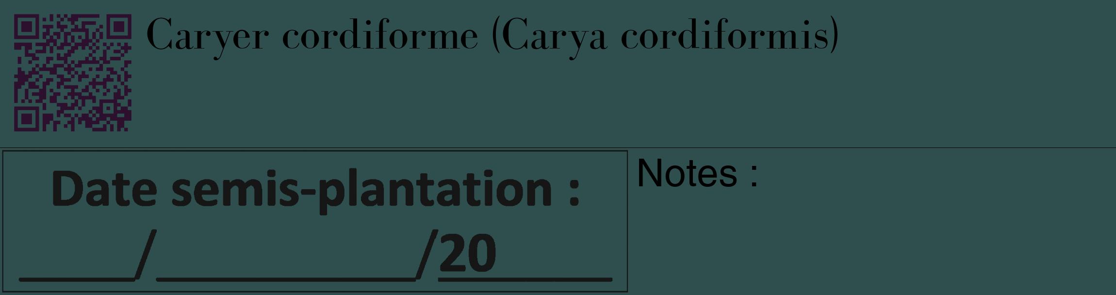 Étiquette de : Carya cordiformis - format c - style noire58_basique_basiquebod avec qrcode et comestibilité