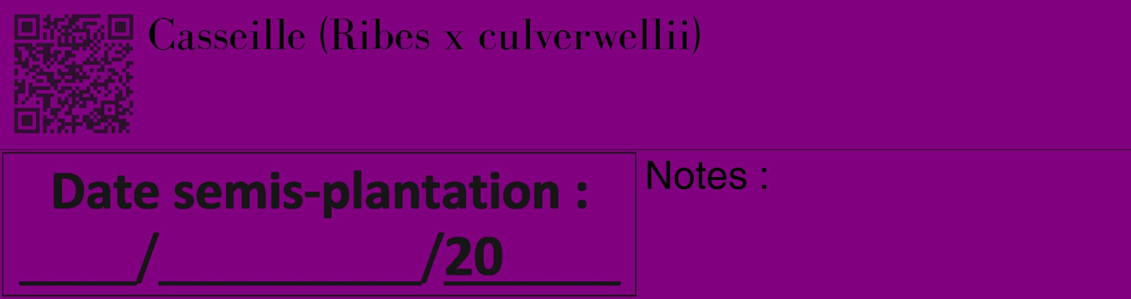 Étiquette de : Ribes x culverwellii - format c - style noire46_basique_basiquebod avec qrcode et comestibilité