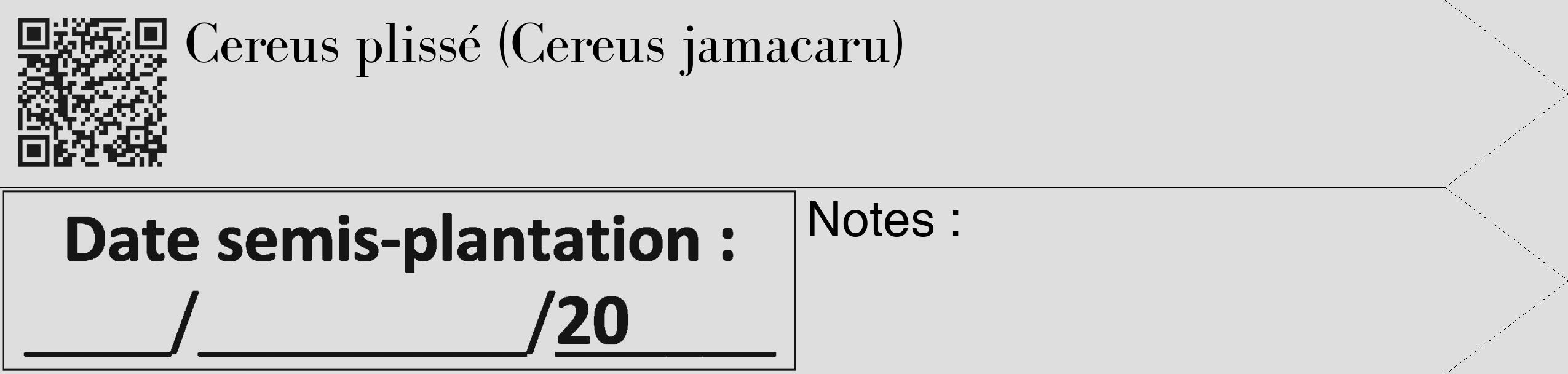 Étiquette de : Cereus jamacaru - format c - style noire20_simple_simplebod avec qrcode et comestibilité