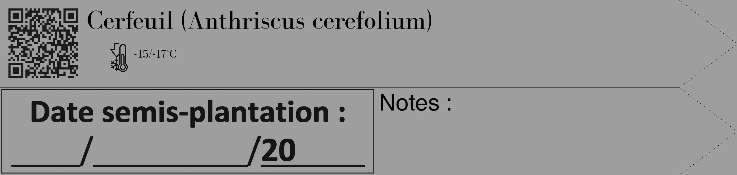 Étiquette de : Anthriscus cerefolium - format c - style noire23_simple_simplebod avec qrcode et comestibilité