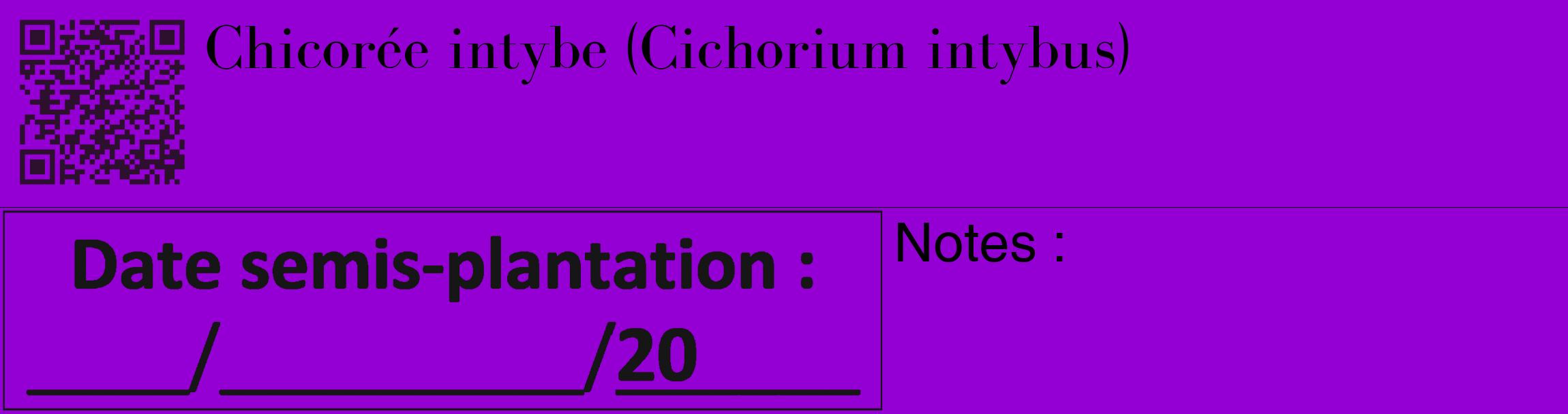 Étiquette de : Cichorium intybus - format c - style noire48_basique_basiquebod avec qrcode et comestibilité