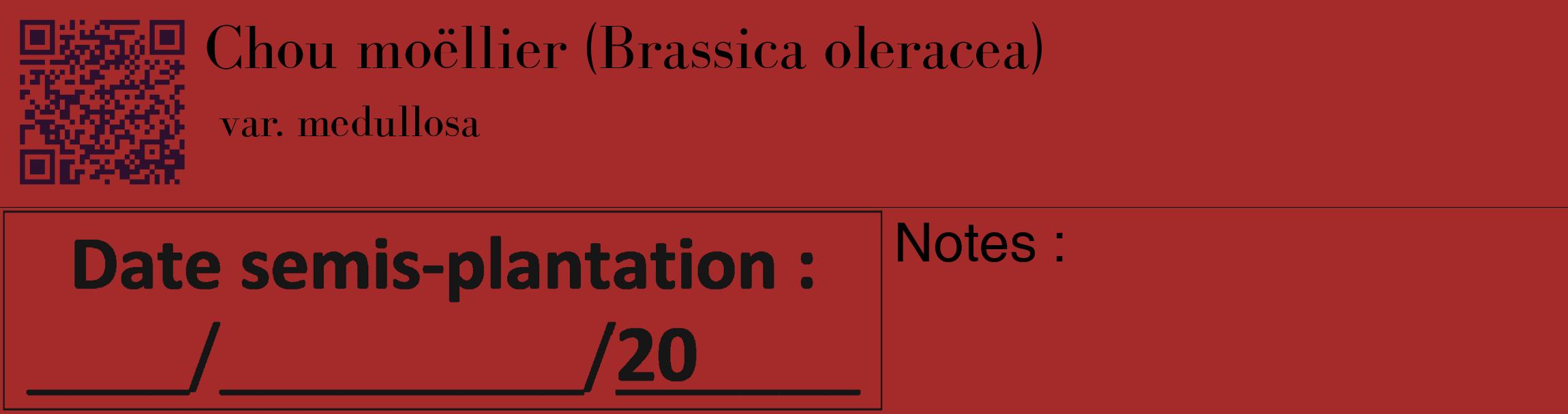 Étiquette de : Brassica oleracea var. medullosa - format c - style noire33_basique_basiquebod avec qrcode et comestibilité