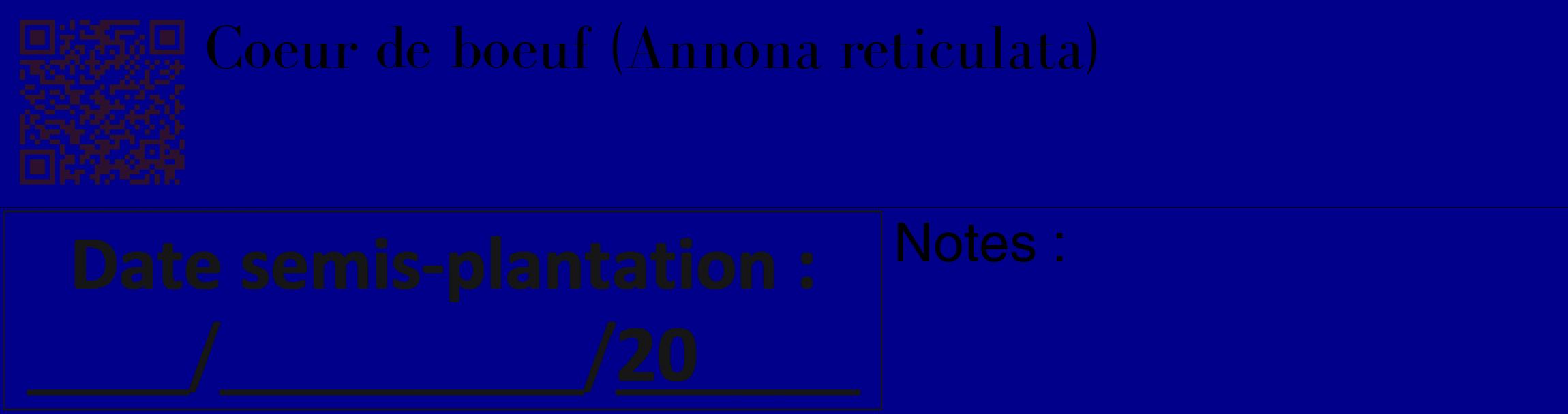 Étiquette de : Annona reticulata - format c - style noire7_basique_basiquebod avec qrcode et comestibilité