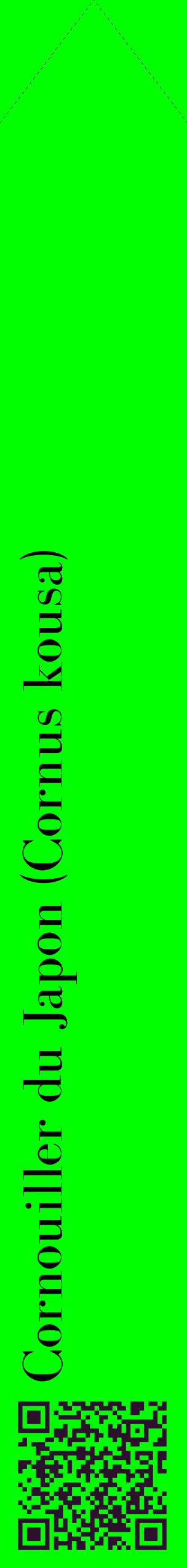 Étiquette de : Cornus kousa - format c - style noire16_simplebod avec qrcode et comestibilité