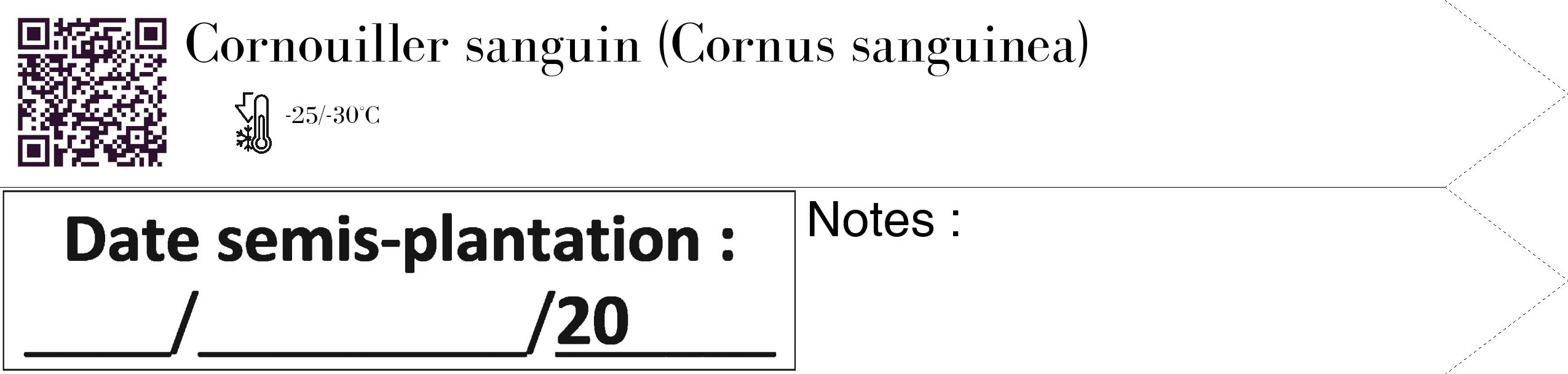 Étiquette de : Cornus sanguinea - format c - style noire60_simple_simplebod avec qrcode et comestibilité
