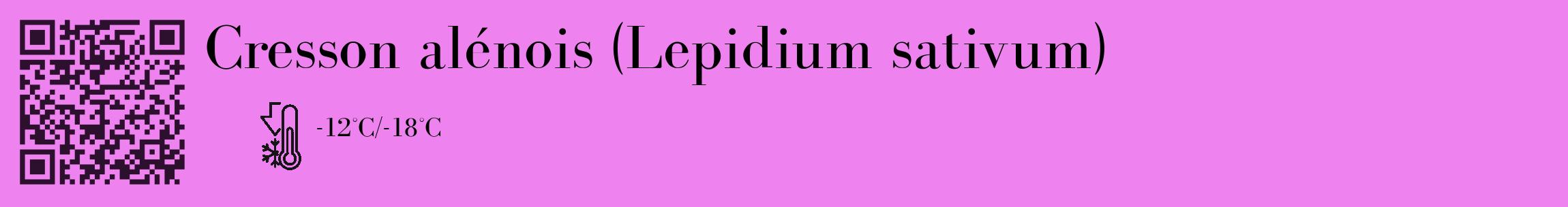 Étiquette de : Lepidium sativum - format c - style noire53_basique_basiquebod avec qrcode et comestibilité