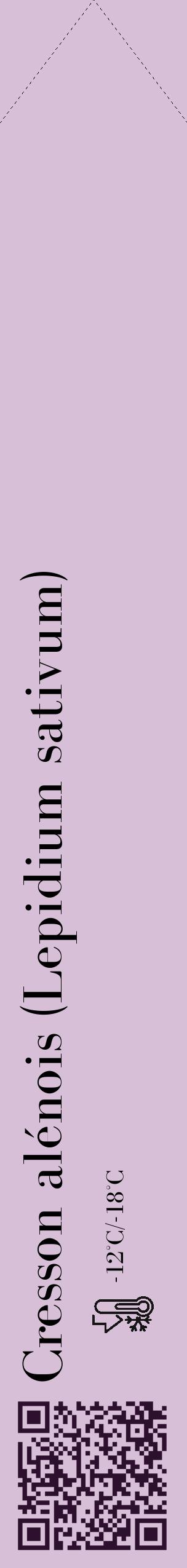 Étiquette de : Lepidium sativum - format c - style noire54_simple_simplebod avec qrcode et comestibilité - position verticale