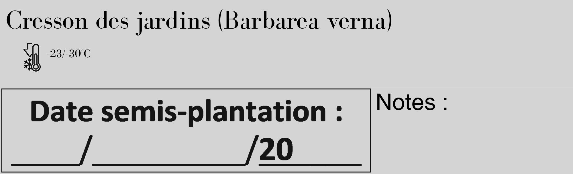 Étiquette de : Barbarea verna - format c - style noire40_basique_basiquebod avec comestibilité
