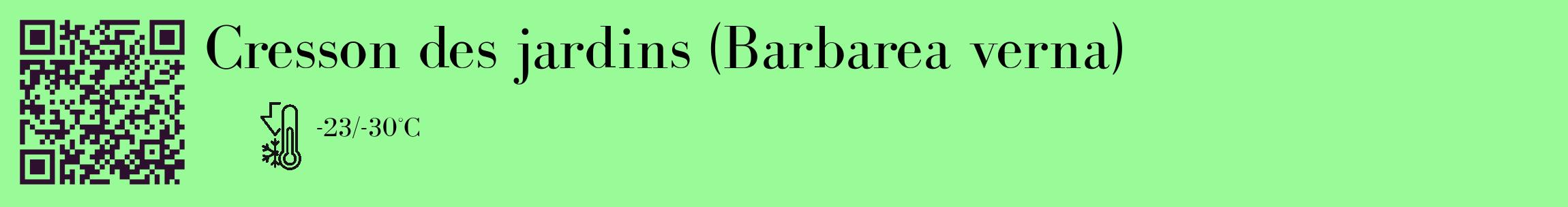 Étiquette de : Barbarea verna - format c - style noire14_basique_basiquebod avec qrcode et comestibilité