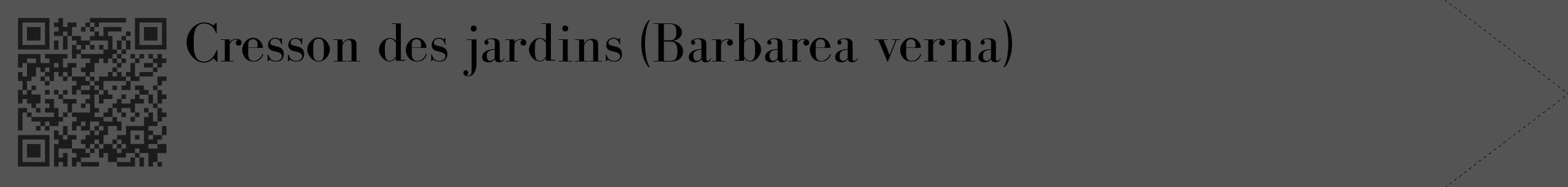 Étiquette de : Barbarea verna - format c - style noire30_simple_simplebod avec qrcode et comestibilité