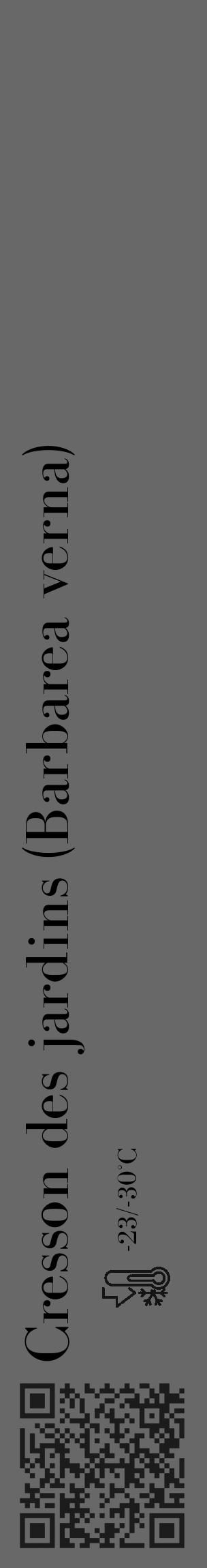 Étiquette de : Barbarea verna - format c - style noire43_basique_basiquebod avec qrcode et comestibilité - position verticale