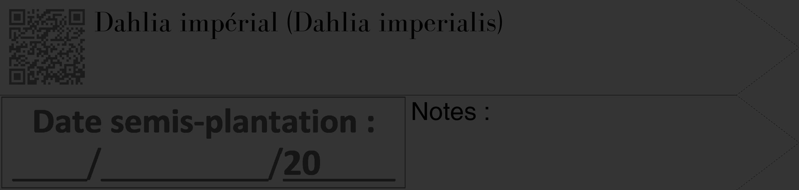 Étiquette de : Dahlia imperialis - format c - style noire46_simple_simplebod avec qrcode et comestibilité
