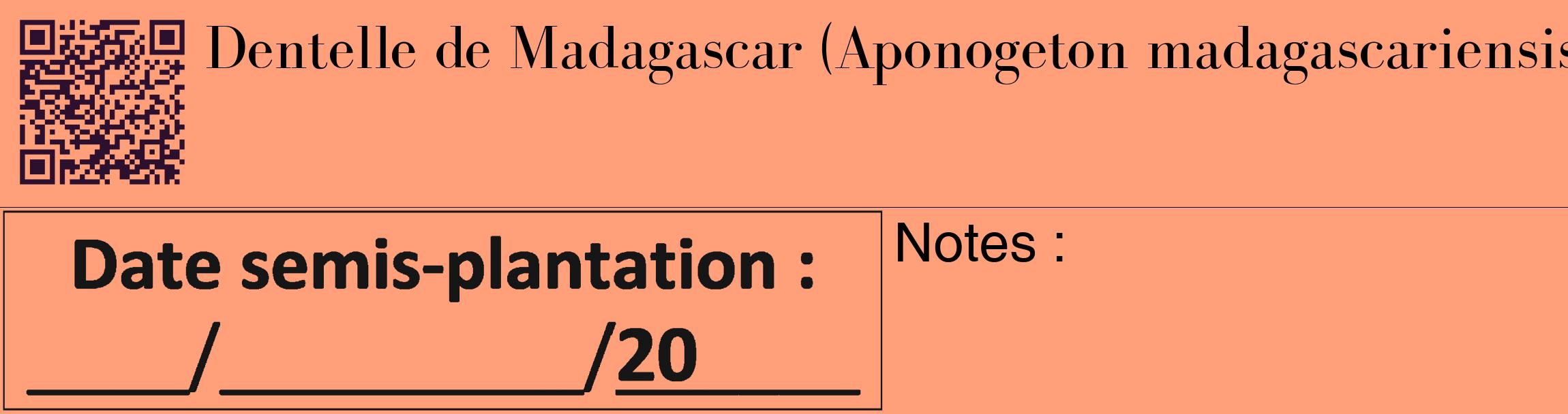 Étiquette de : Aponogeton madagascariensis - format c - style noire39_basique_basiquebod avec qrcode et comestibilité