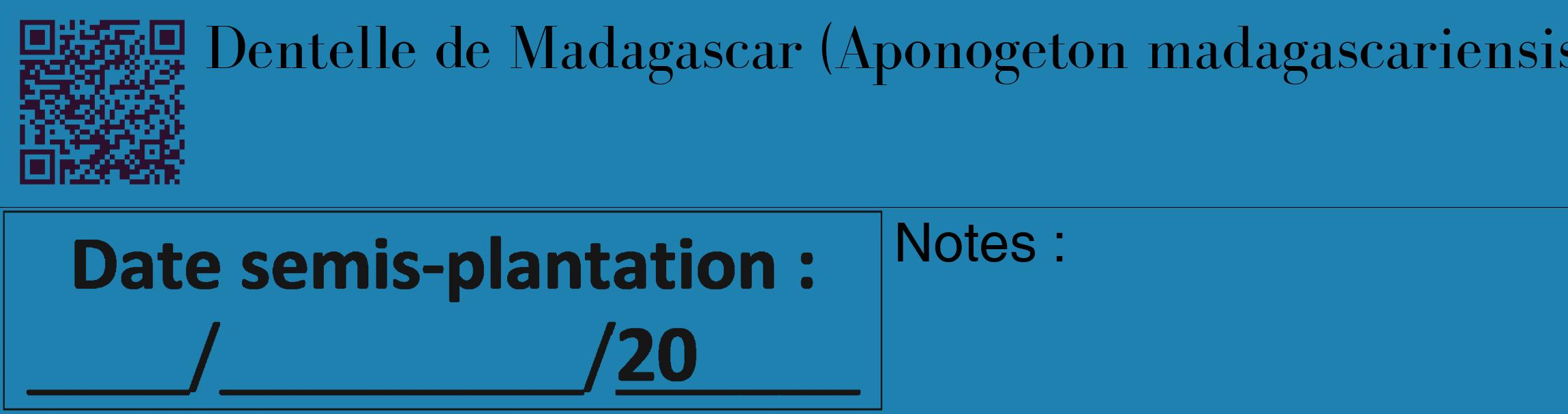 Étiquette de : Aponogeton madagascariensis - format c - style noire6_basique_basiquebod avec qrcode et comestibilité