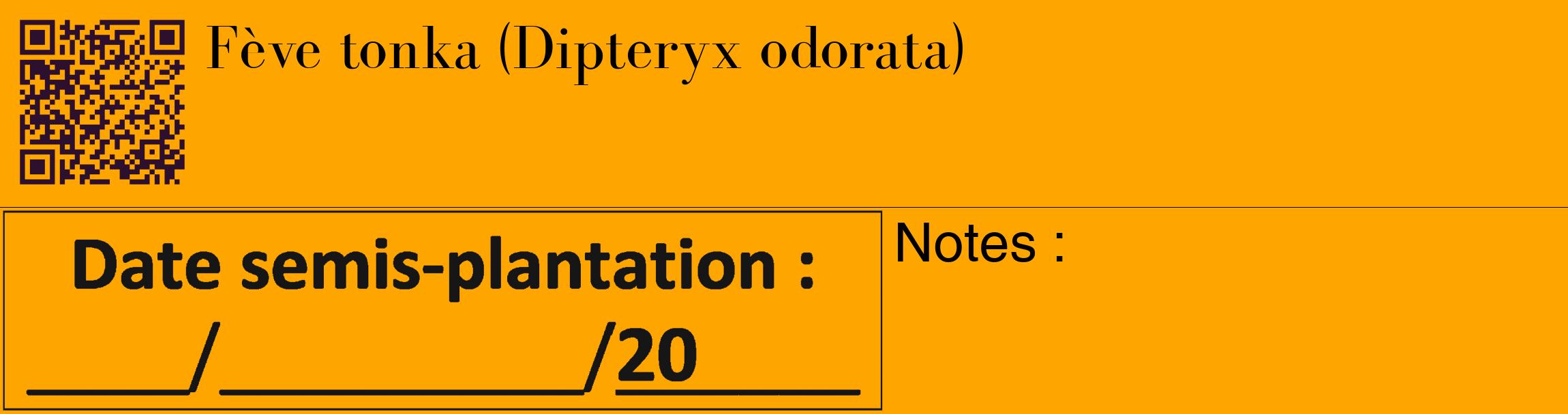 Étiquette de : Dipteryx odorata - format c - style noire22_basique_basiquebod avec qrcode et comestibilité