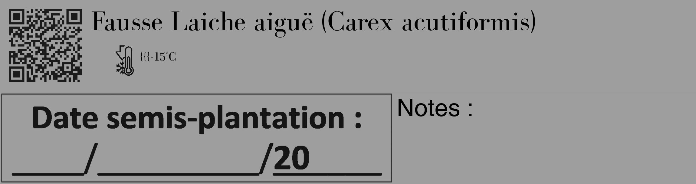 Étiquette de : Carex acutiformis - format c - style noire23_basique_basiquebod avec qrcode et comestibilité