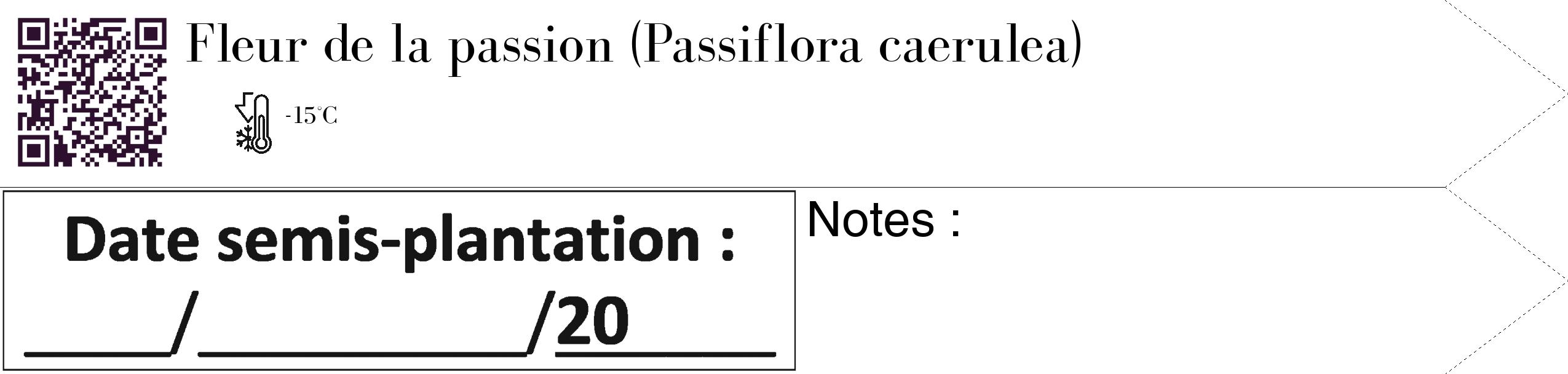 Étiquette de : Passiflora caerulea - format c - style noire60_simple_simplebod avec qrcode et comestibilité