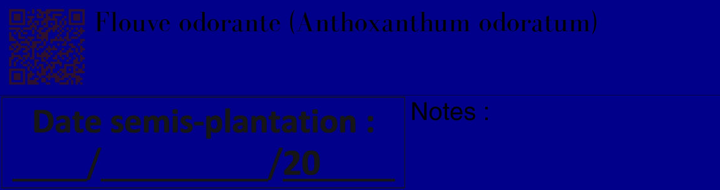 Étiquette de : Anthoxanthum odoratum - format c - style noire7_basique_basiquebod avec qrcode et comestibilité