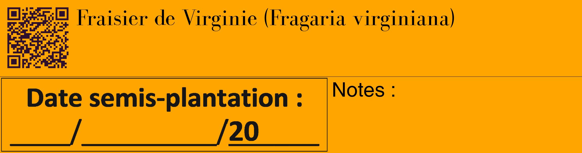 Étiquette de : Fragaria virginiana - format c - style noire22_basique_basiquebod avec qrcode et comestibilité