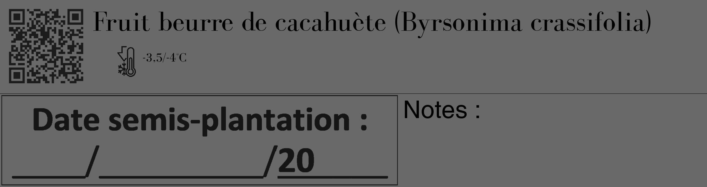 Étiquette de : Byrsonima crassifolia - format c - style noire11_basique_basiquebod avec qrcode et comestibilité