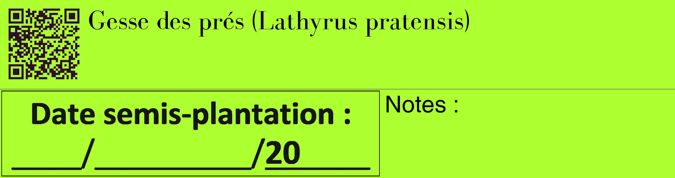 Étiquette de : Lathyrus pratensis - format c - style noire17_basique_basiquebod avec qrcode et comestibilité