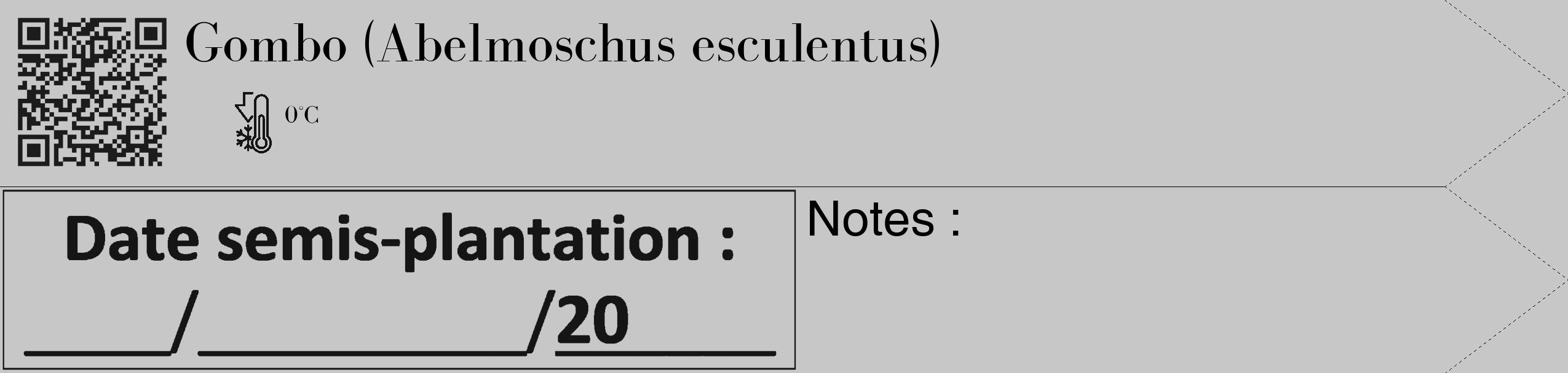 Étiquette de : Abelmoschus esculentus - format c - style noire15_simple_simplebod avec qrcode et comestibilité