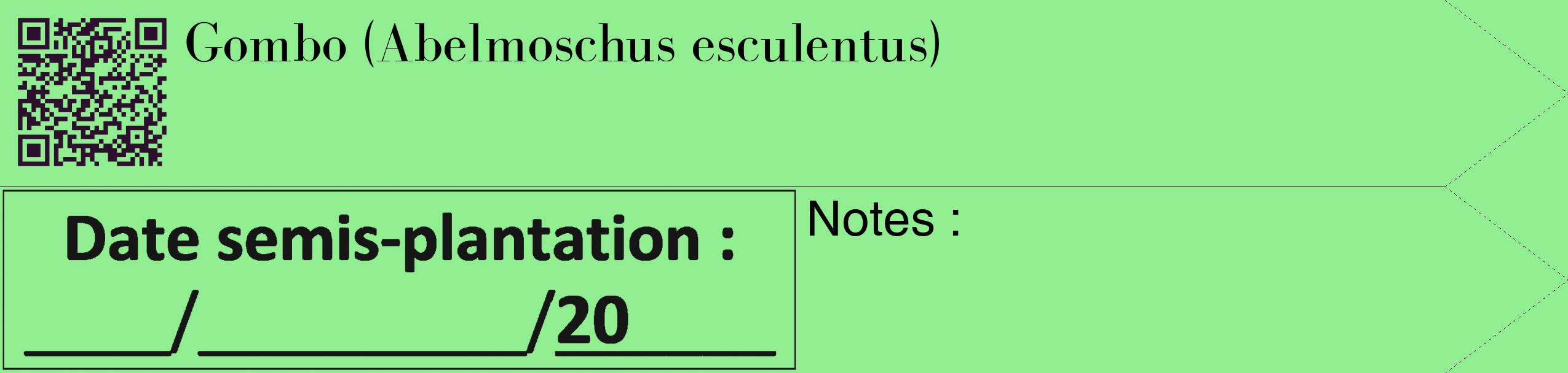 Étiquette de : Abelmoschus esculentus - format c - style noire15_simple_simplebod avec qrcode et comestibilité