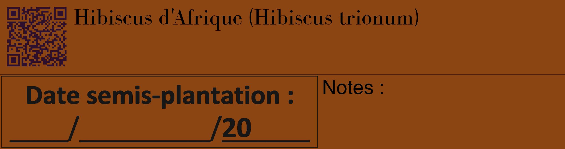 Étiquette de : Hibiscus trionum - format c - style noire30_basique_basiquebod avec qrcode et comestibilité