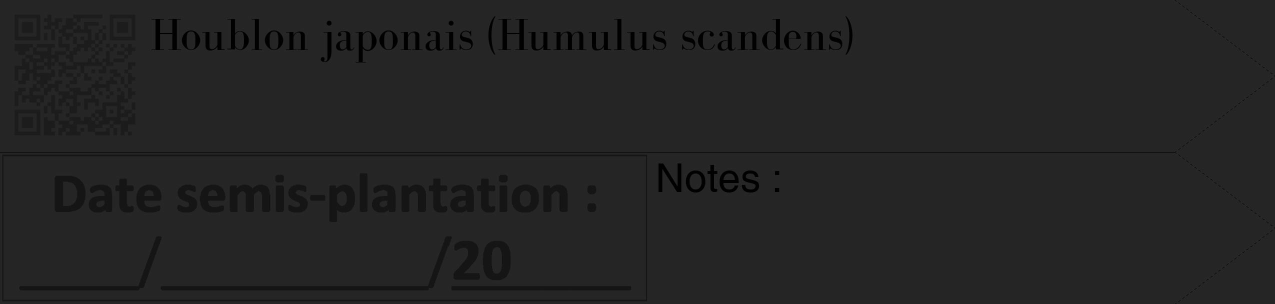Étiquette de : Humulus scandens - format c - style noire47_simple_simplebod avec qrcode et comestibilité