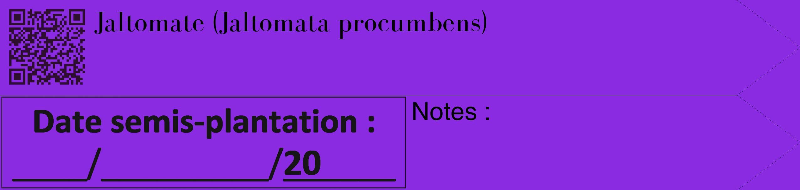 Étiquette de : Jaltomata procumbens - format c - style noire49_simple_simplebod avec qrcode et comestibilité