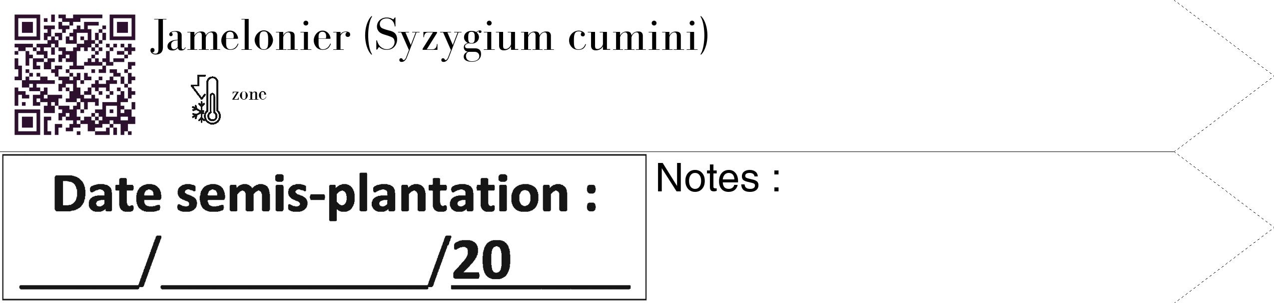 Étiquette de : Syzygium cumini - format c - style noire60_simple_simplebod avec qrcode et comestibilité