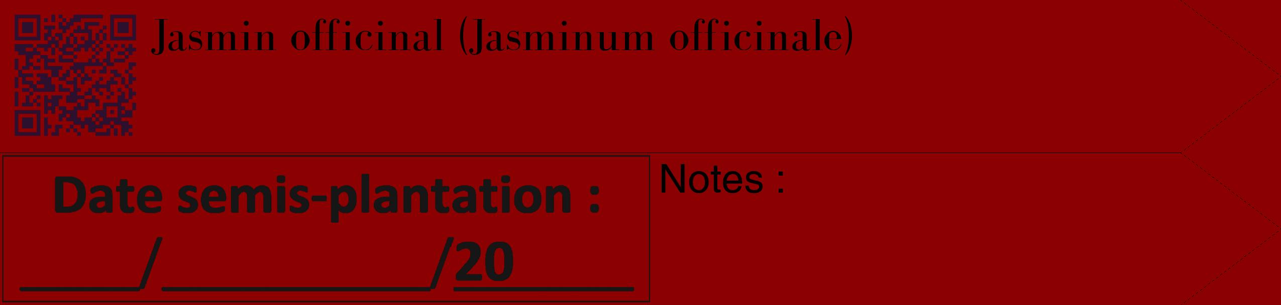 Étiquette de : Jasminum officinale - format c - style noire34_simple_simplebod avec qrcode et comestibilité